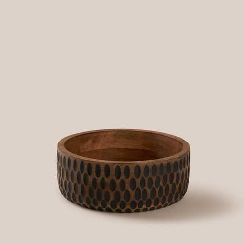 Black Africana Wooden Bowl | Tableware | 20.5*9.5 CM