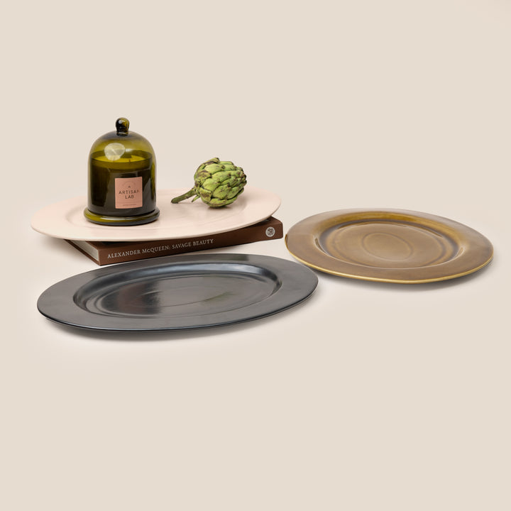 Black Gaia Oval Tray | Tableware