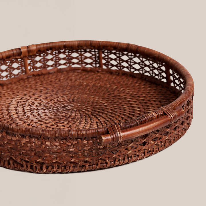 Natural Rattan Cane Round Tray | Tableware