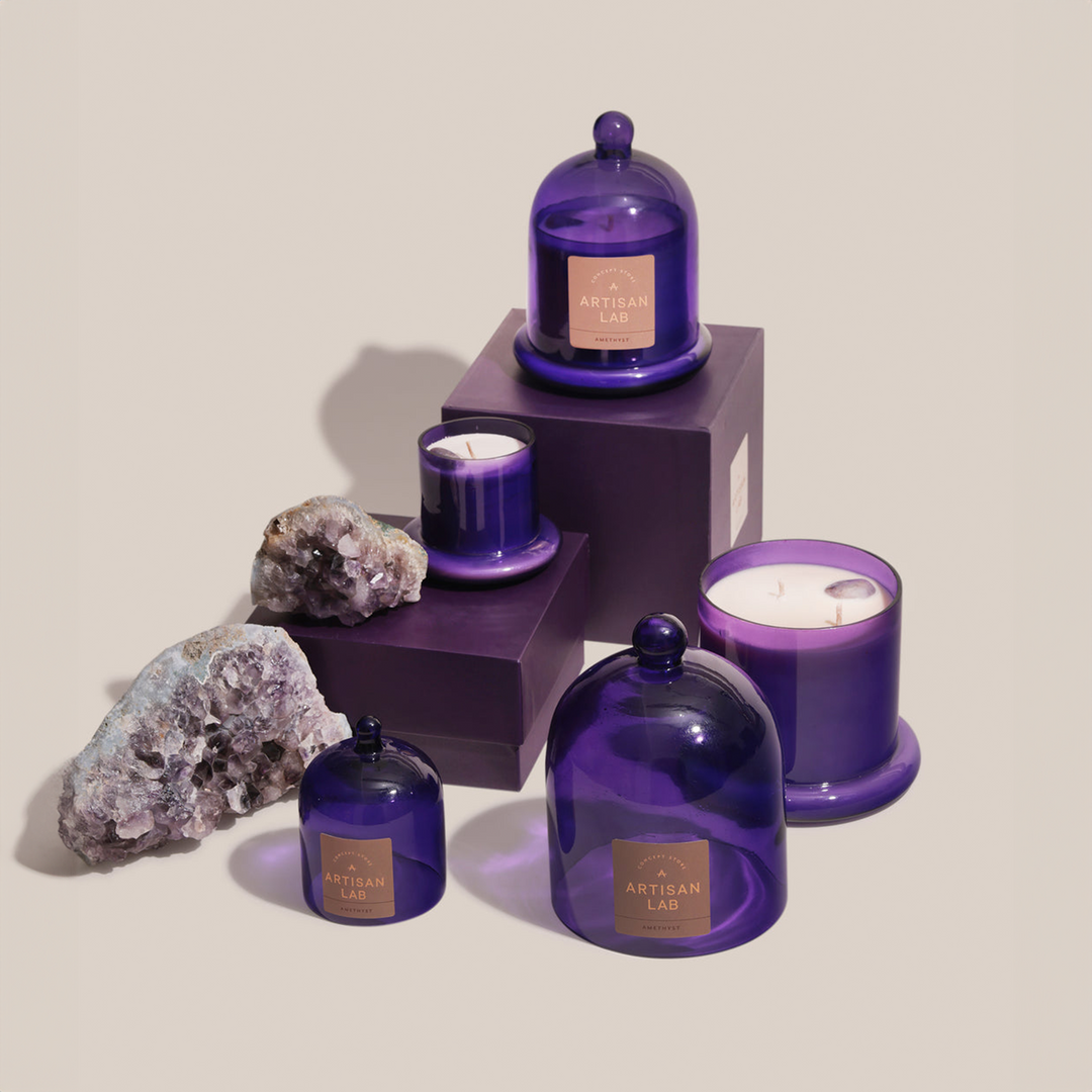 Amethyst Candle | Fragrance Crystal Candle | 9 x 11 cm