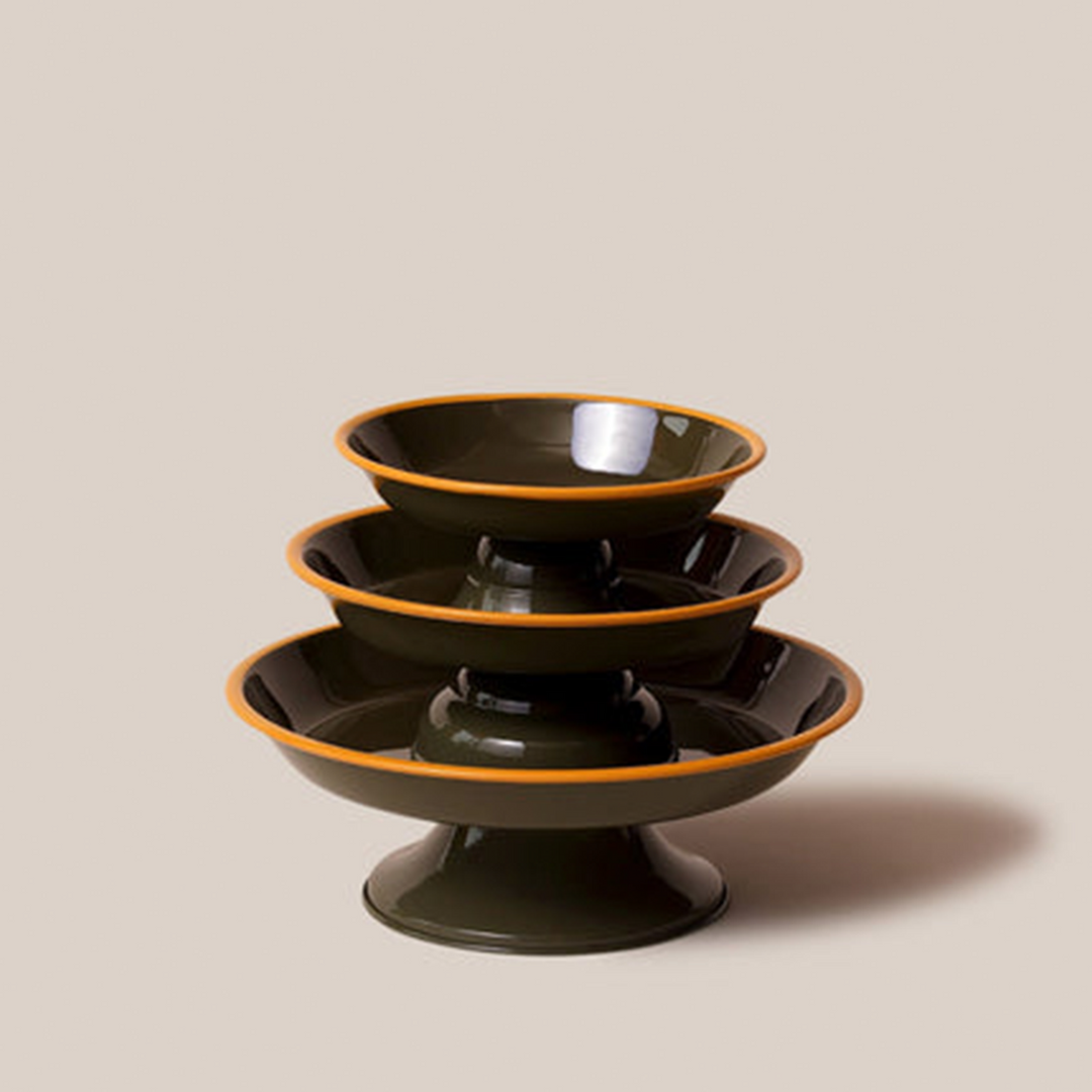 Amari Pedestal Platter Olive Green - M | Tableware