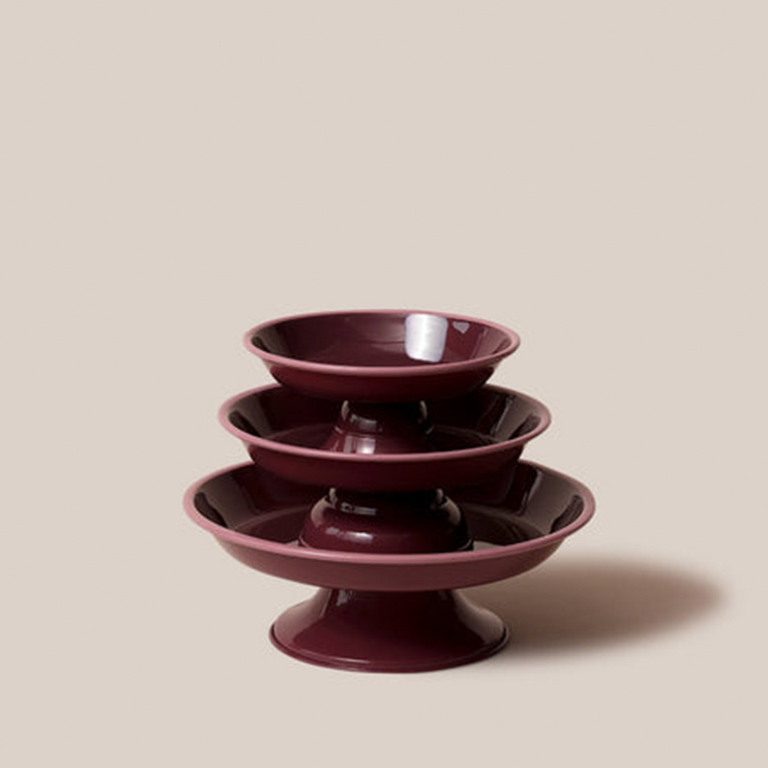 Amari Pedestal Platter Burgundy - S | Tableware