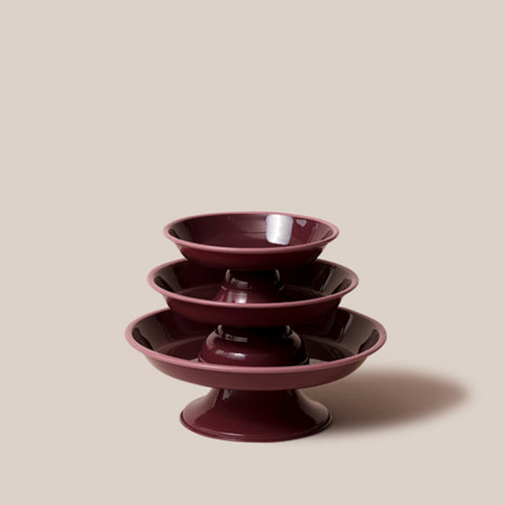 Amari Pedestal Platter Burgundy - M | Tableware