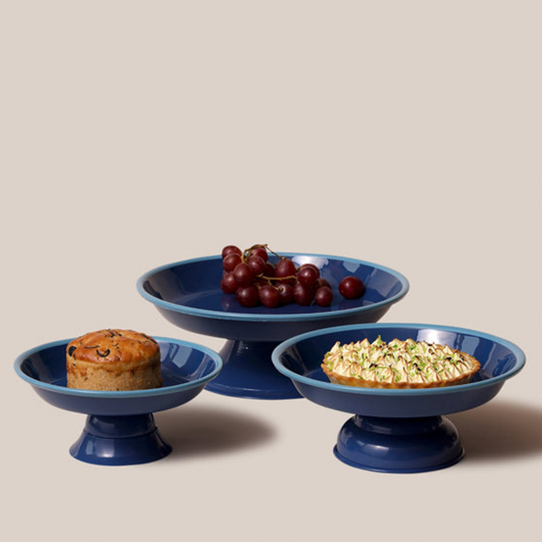 Amari Pedestal Platter Blue - M | Tableware