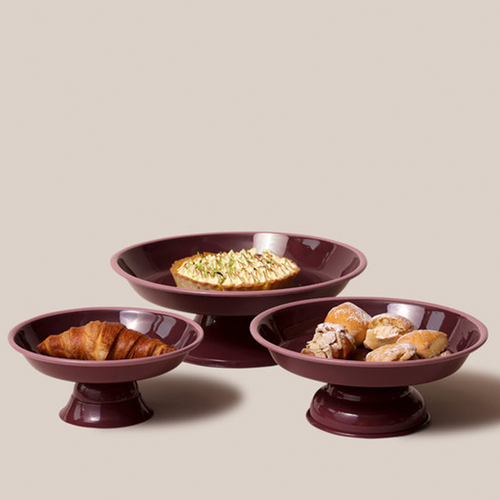 Amari Pedestal Platter Burgundy - L | Tableware