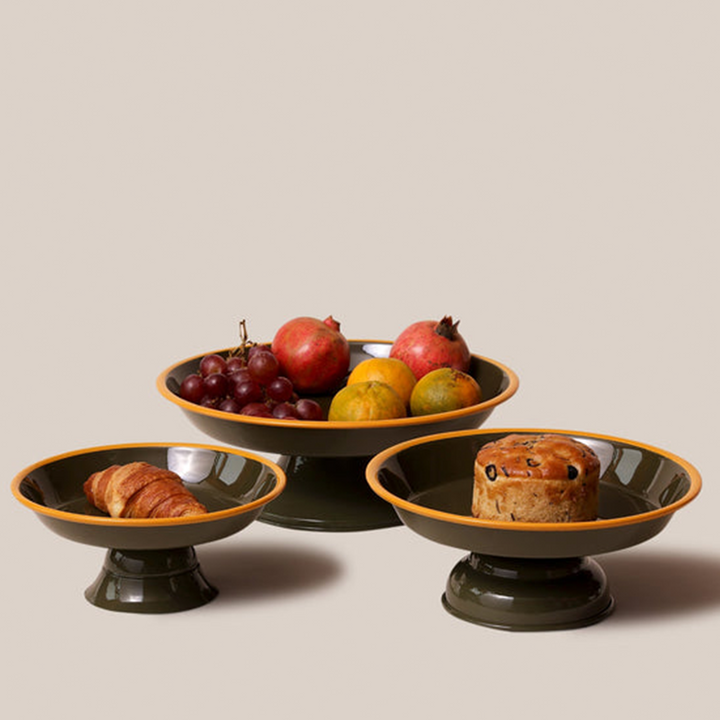 Amari Pedestal Platter Olive Green - M | Tableware