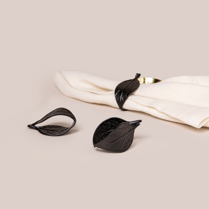 Black Autumn Leaf Napkin Ring | Tableware