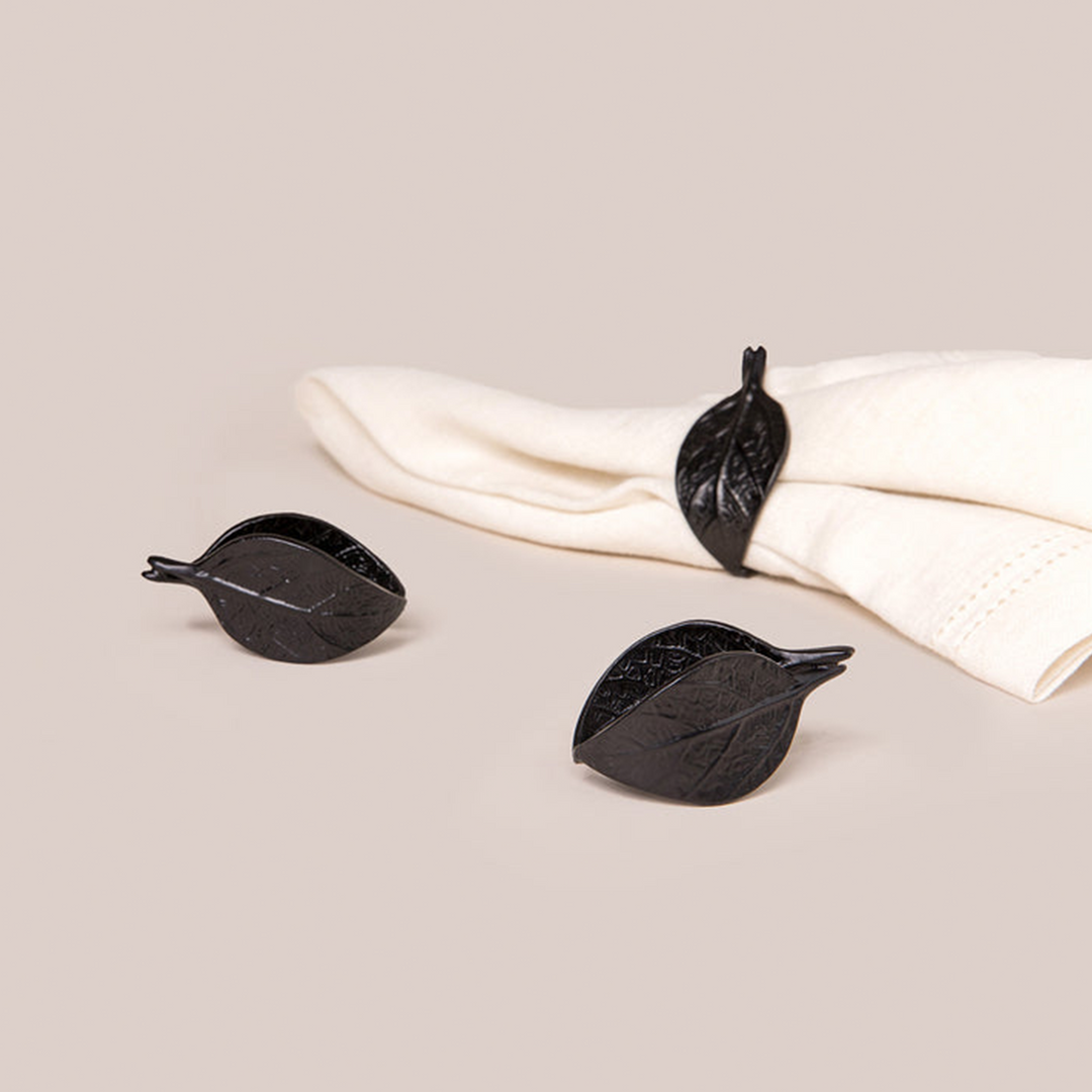 Black Autumn Leaf Napkin Ring | Tableware