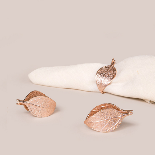 Rose Gold Autumn Leaf Napkin Ring | Tableware