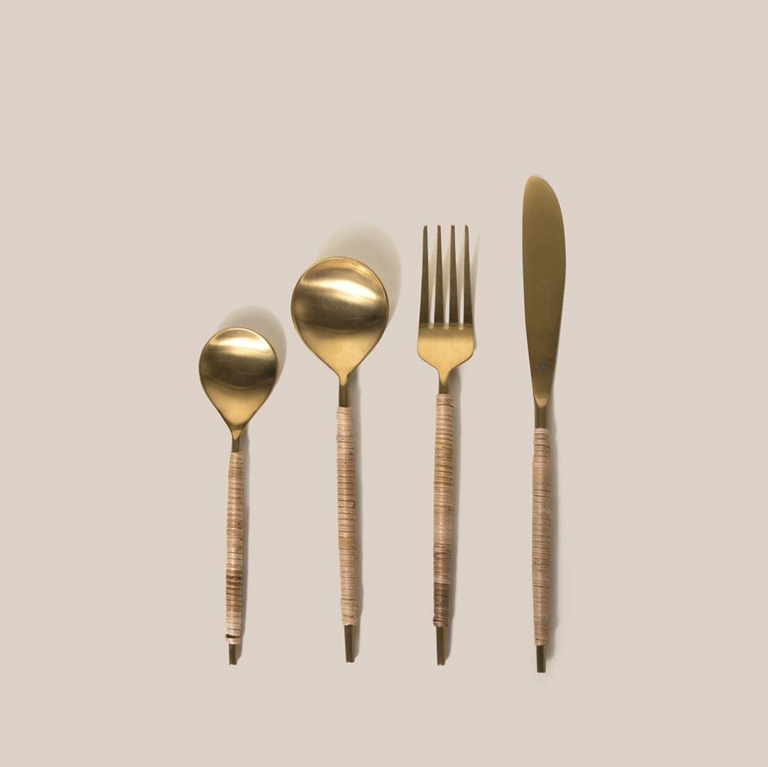 Gold Grazia Flatware Rattan | Tableware