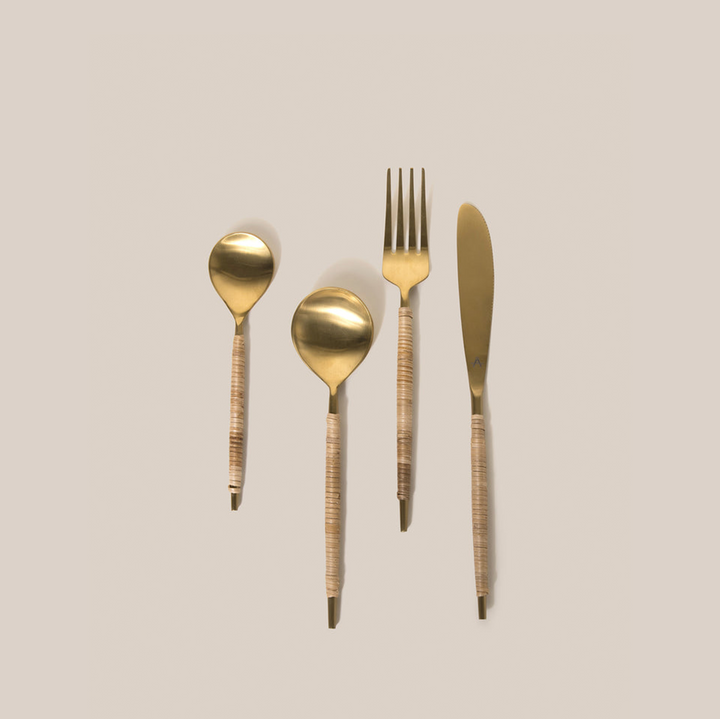 Gold Grazia Flatware Rattan | Tableware