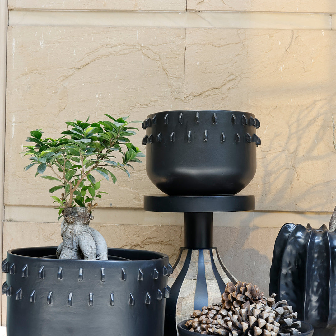 Black Gaia Spike Planter - M