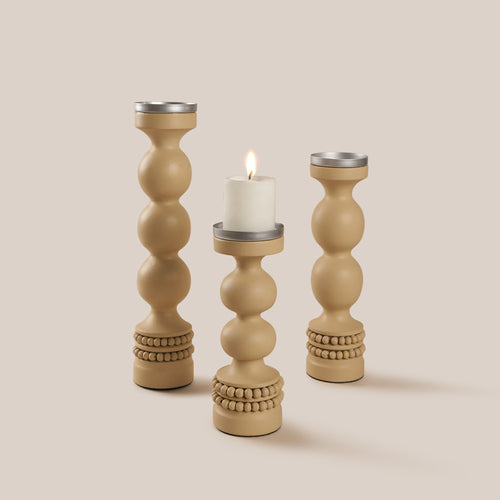 Perola Candle Stand- Beige | 42*9.5 cm